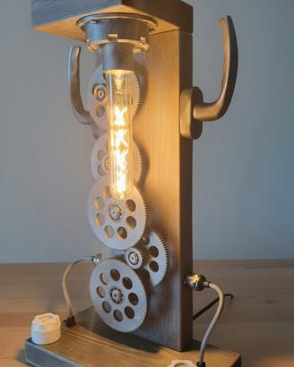 Lampada Steampunk Industrial Ingranaggi Girabili

