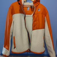 Giacca pile K-way bicolore Arancione/Panna