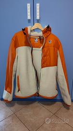 Giacca pile K-way bicolore Arancione/Panna