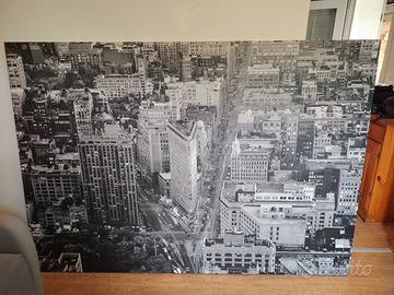 quadro tela 2x1.4 m bianco e nero con città