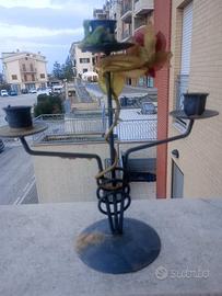 Candelabro artistico con rosa
