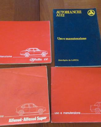 libretti uso manutenzione auto alfa e 112 vintage
