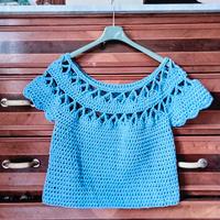 Maglia donna in cotone artigianale tg S/M. Collo a