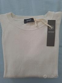 Maglione bianco NUOVO, lana e cashmere, tg.L.