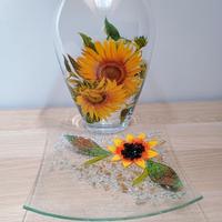 Set Vaso e piatto con girasoli