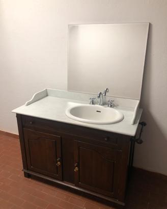 Mobile bagno completo di top in marmo e specchio