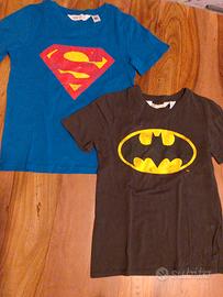 2 x T-shirt H&M Superman e Batman 7-8 anni