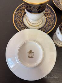 Servizio the 6 porcellana bianca blu e oro Limoges