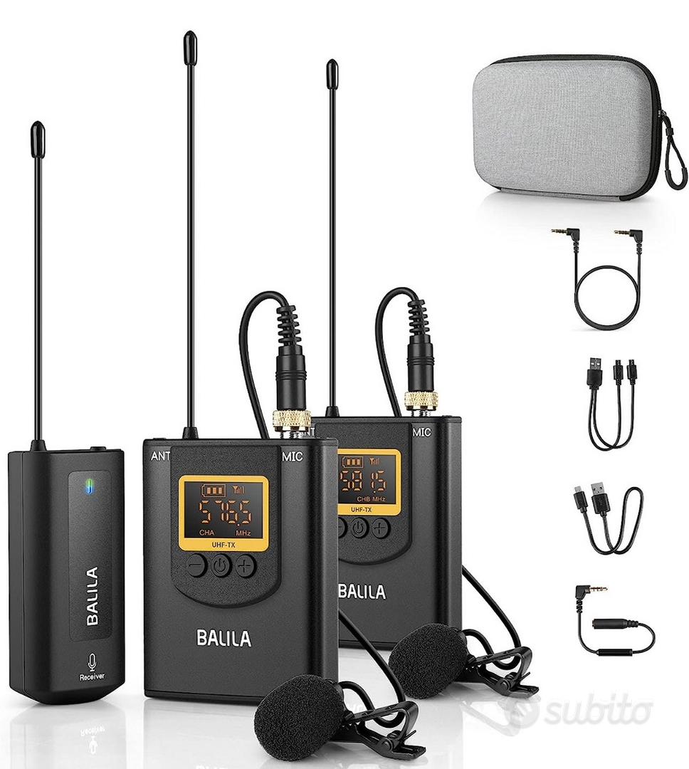 Acquista Microfono Lavalier wireless 1 ricevitore audio + 2