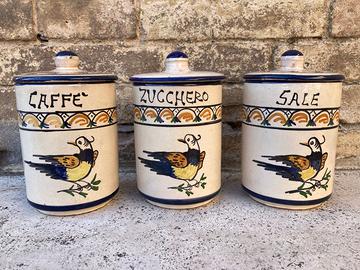 3 barattoli ceramica di Squillace dipinta a mano