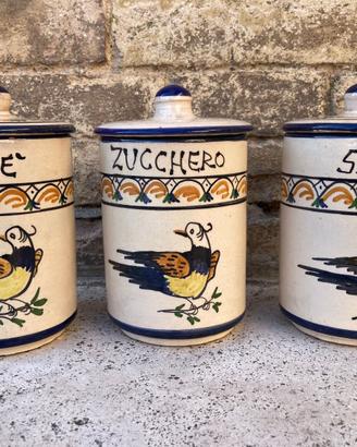 3 barattoli ceramica di Squillace dipinta a mano