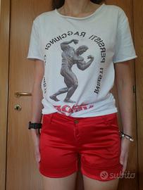 pantaloncino rosso effetto raso ragazza 