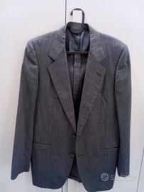 Giacca grigia a righe blu invernale elegante