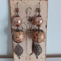 Orecchini decoupage eleganti, con pochette