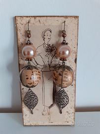 Orecchini decoupage eleganti, con pochette