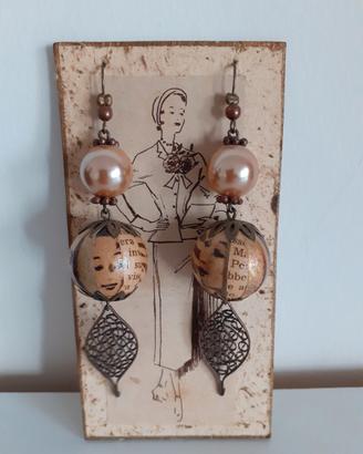 Orecchini decoupage eleganti, con pochette