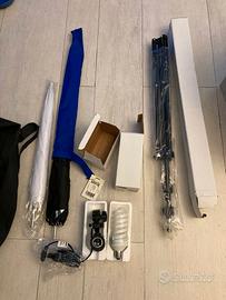 Kit completo luci fotografia con due ombrelli (uno