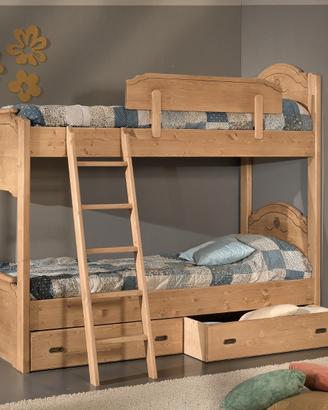 Letto a castello rustico con cassetti o 3^ letto