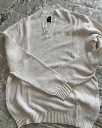 Maglione uomo Boggi in cotone bianco panna tg. M