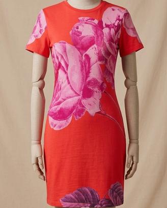 Abito Desigual floreale arancio e rosa taglia M 