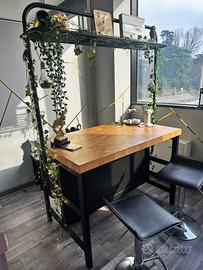 Isola/ bancone con rastrelliera, nero/rovere