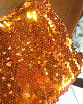Stoffa paillettata paiettes arancione
