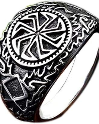 Anello in acciao simboli norreni e nazisti postWW2