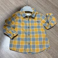 Camicia 92 cm bimbo 2 anni grigio/senape a scacchi