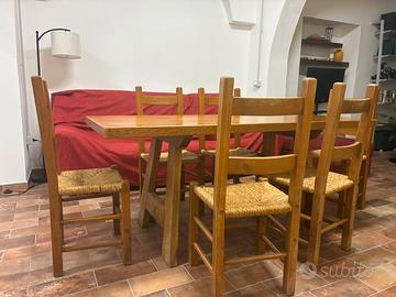 Tavolo e sedie in vero legno massello