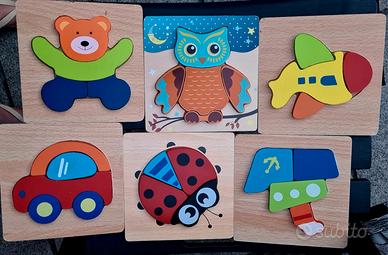 Set 6 puzzle in legno 