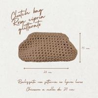 Clutch bag all’uncinetto rosa cipria glitterato