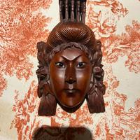 Maschera Giapponese Legno Intagliato