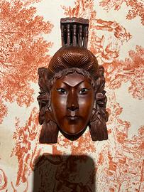 Maschera Giapponese Legno Intagliato