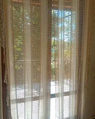 3 tende cotone pizzo uncinetto