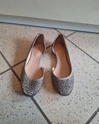 Scarpe modello ballerina argento con strass