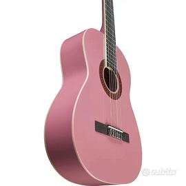 Chitarra rosa per principianti con custodia.