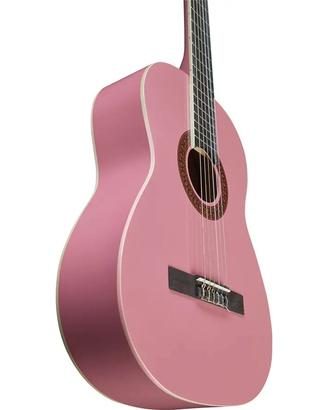 Chitarra rosa per principianti con custodia.