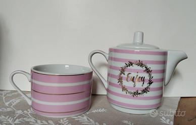 Tazza e teiera Enjoy rosa