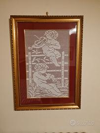 Quadro Filet all'uncinetto fatto a mano 