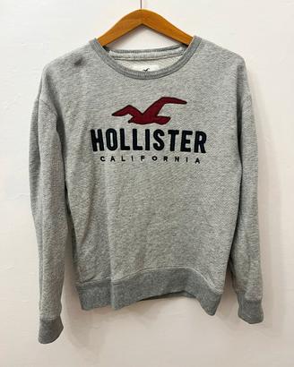 🦅 Felpa Hollister Grigia Logo Ricamato Uomo Casual