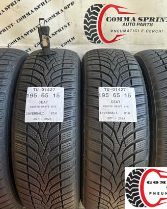 4 PNEUMATICI 195/65 R15 CEAT INVERNALI 85%