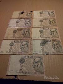 1000 LIRE-BANCONOTE CON SCRITTE-PEZZI 19-COME FOTO