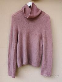 Maglione Dolcevita in Lana e Mohair Rosa Antico