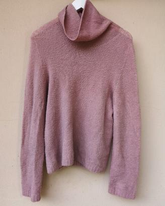 Maglione Dolcevita in Lana e Mohair Rosa Antico