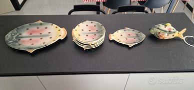 Set piatti pesce vintage da collezione in ceramica