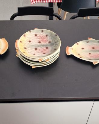 Set piatti pesce vintage da collezione in ceramica