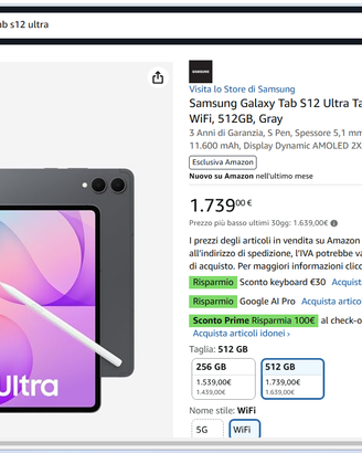 Samsung Galaxy  tablet S 12 ultra  sigillato