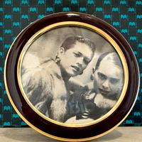 Cornice vintage portafoto tonda ottone bicchielli