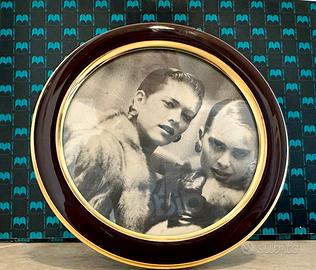 Cornice vintage portafoto tonda ottone bicchielli