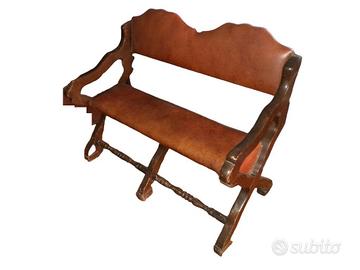 Panchetta 2 Posti In Pelle - Legno